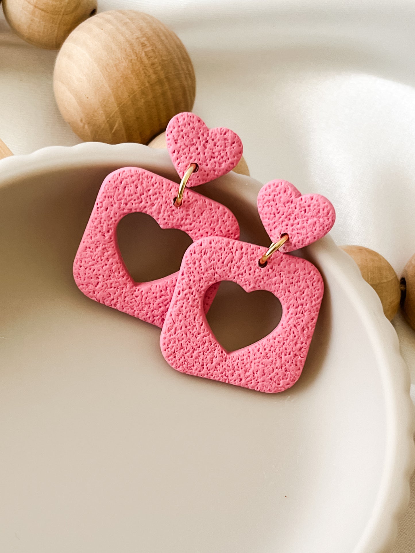 Texture Heart Squares - Strawberry Kiss