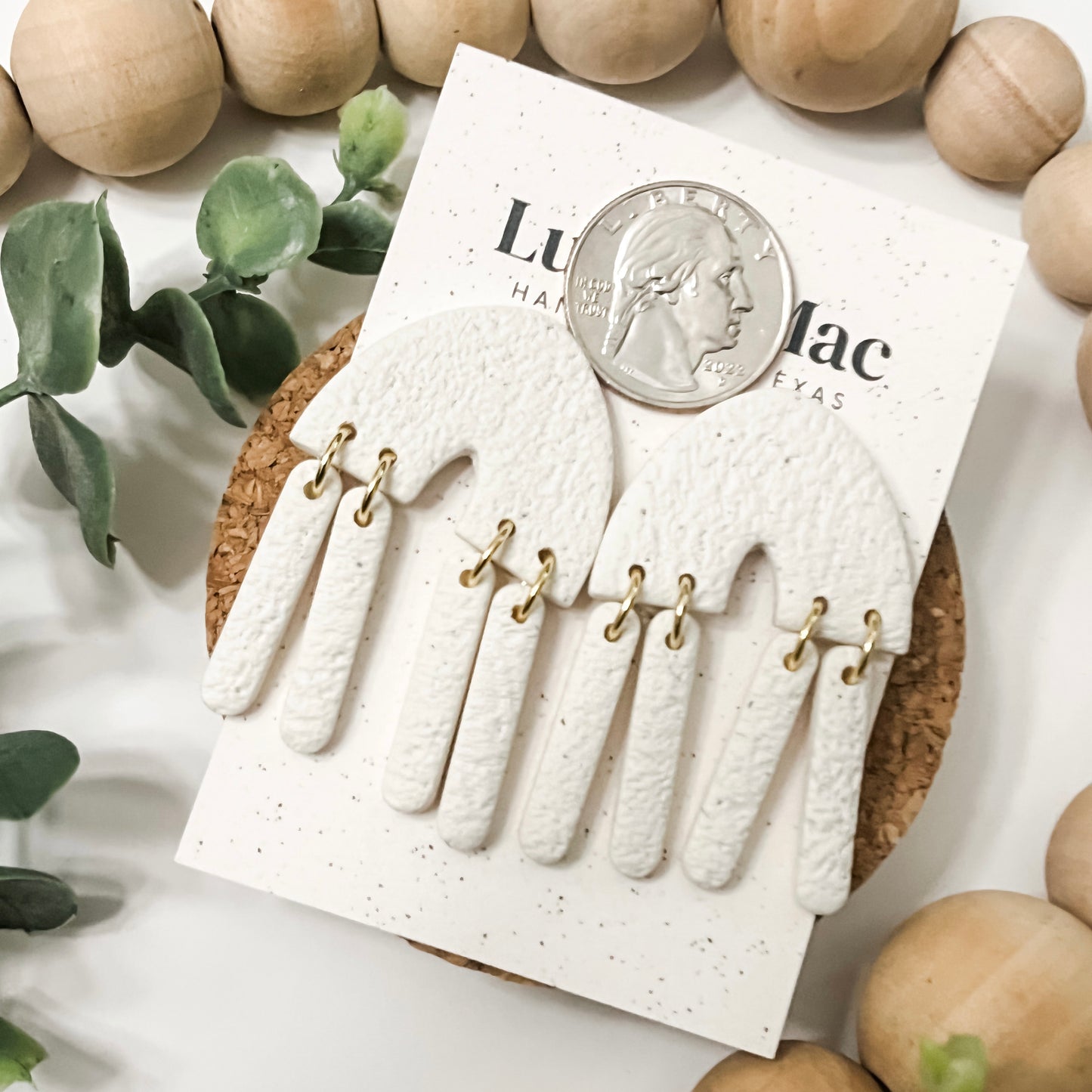 Dune Arch Earrings - Cream Texture