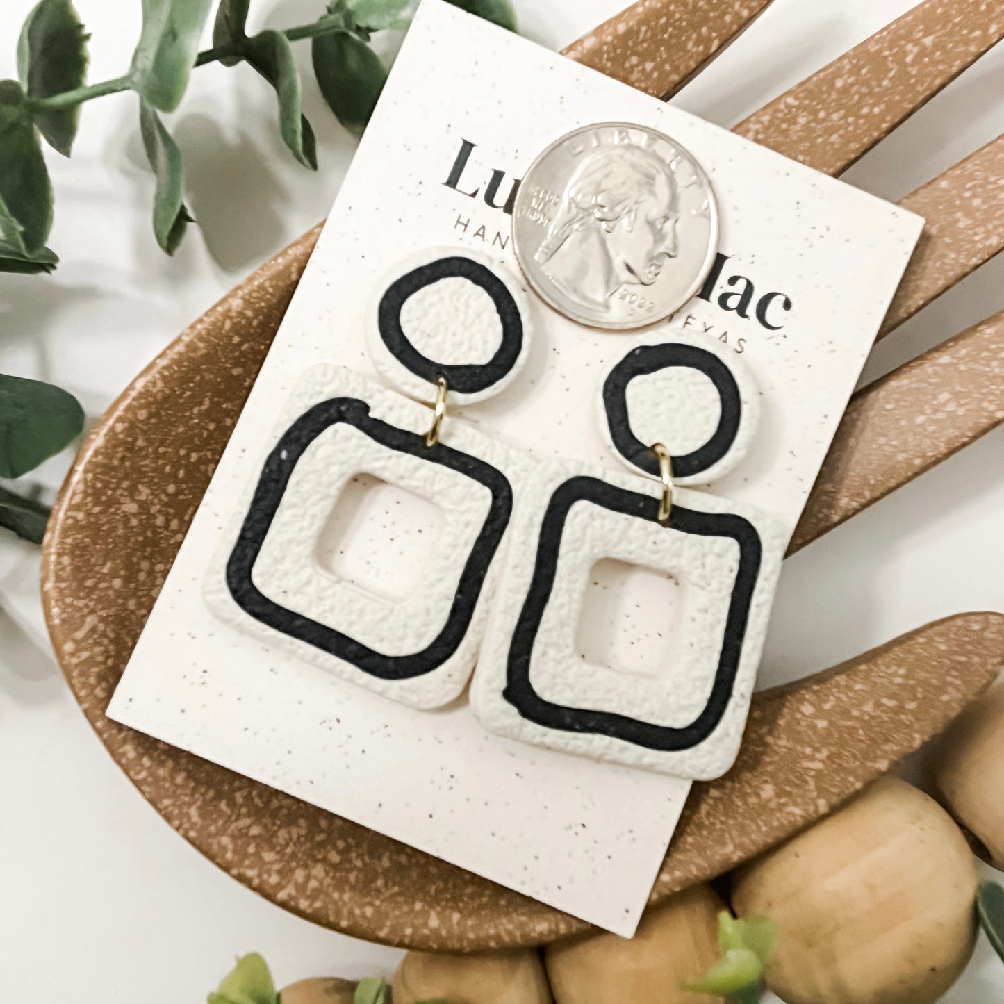 Sandstone Square Earrings - Doodle