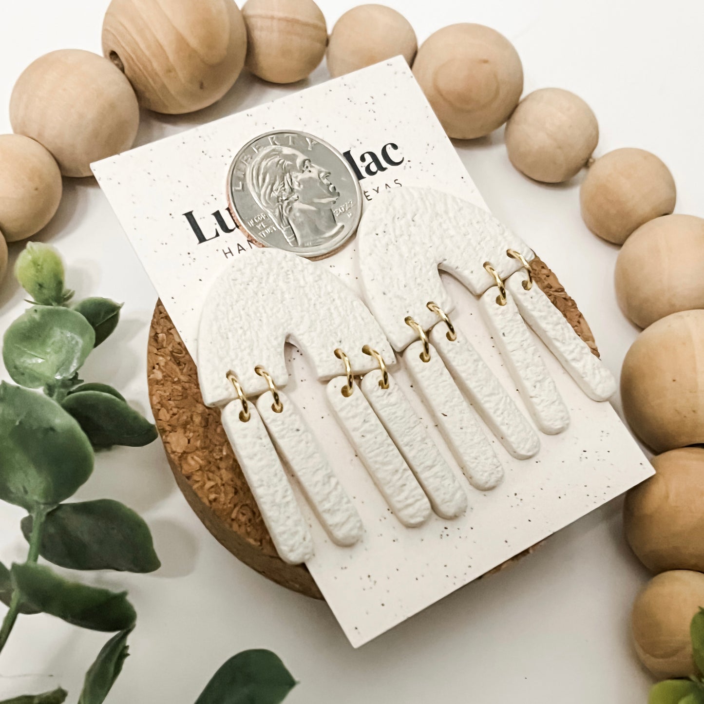 Dune Arch Earrings - Cream Texture