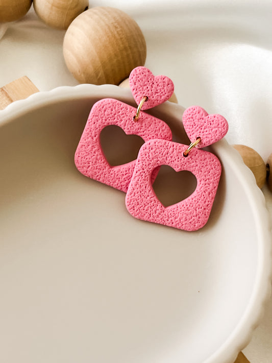 Texture Heart Squares - Strawberry Kiss