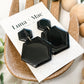 Lustrous Hex Drop Earrings - Black