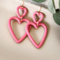 Hollow Heart Statement Earring - Strawberry Kiss